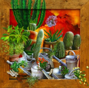 Painting titled "Cactus" by Lydie Filoni, Original Artwork