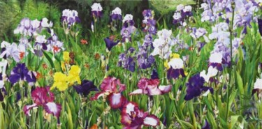 Peinture intitulée "Jardin d'Iris" par Lydie Filoni, Œuvre d'art originale