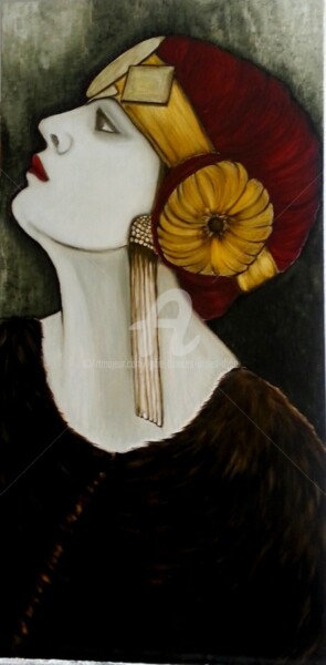 Peinture intitulée "femme-profil-1920" par Lydie Frances-Ingles (dylie), Œuvre d'art originale, Huile