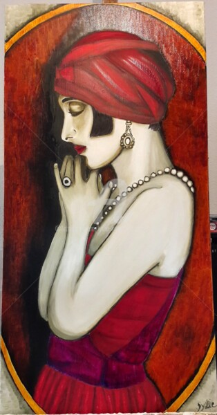 Peinture intitulée "femme 1930 "la dame…" par Lydie Frances-Ingles (dylie), Œuvre d'art originale, Huile