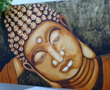 Painting titled "Bouddha penseur" by Lydie Frances-Ingles (dylie), Original Artwork, Oil