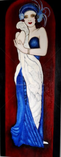 Peinture intitulée "femme-1930" par Lydie Frances-Ingles (dylie), Œuvre d'art originale, Huile