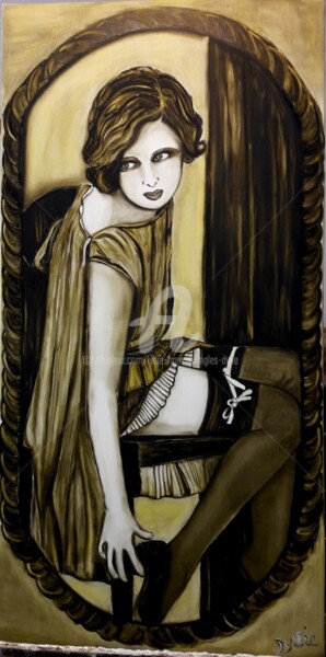 Painting titled "Femme 1920 1930" by Lydie Frances-Ingles (dylie), Original Artwork, Oil