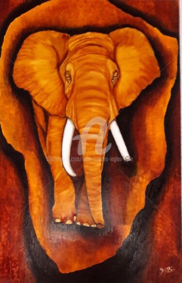 Peinture intitulée "Eléphant d'Afrique" par Lydie Frances-Ingles (dylie), Œuvre d'art originale, Huile