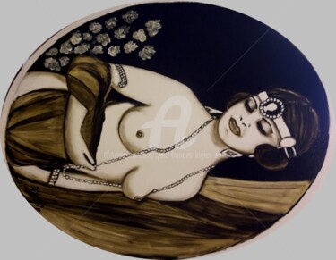 「femme années 1920」というタイトルの絵画 Lydie Frances-Ingles (dylie)によって, オリジナルのアートワーク, オイル