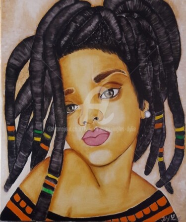 Painting titled "Gamine africaine "R…" by Lydie Frances-Ingles (dylie), Original Artwork, Oil