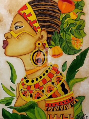 Pittura intitolato "Femme "Tribale"" da Lydie Frances-Ingles (dylie), Opera d'arte originale, Olio