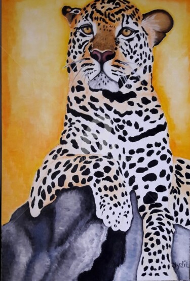 Malerei mit dem Titel "Leopard" von Lydie Frances-Ingles (dylie), Original-Kunstwerk, Öl