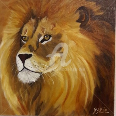 Painting titled "Le Lion" by Lydie Frances-Ingles (dylie), Original Artwork, Oil