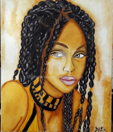 Painting titled "la malicieuse" by Lydie Frances-Ingles (dylie), Original Artwork, Oil Mounted on Wood Stretcher frame