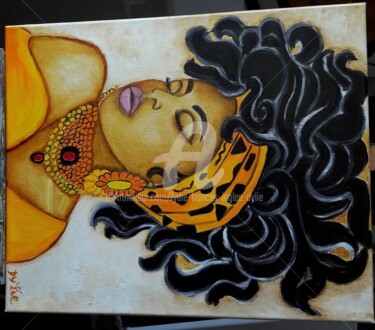 Painting titled "MEDUSA" by Lydie Frances-Ingles (dylie), Original Artwork, Oil Mounted on Wood Stretcher frame