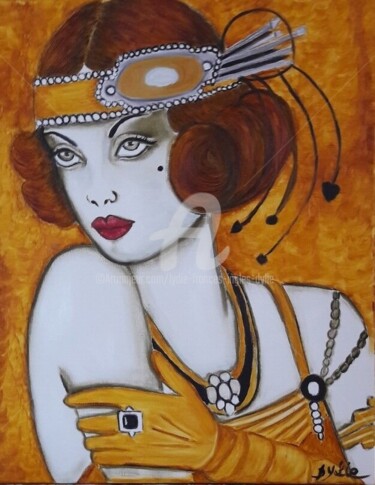 Malerei mit dem Titel "Femme "Charlestonne"" von Lydie Frances-Ingles (dylie), Original-Kunstwerk, Öl Auf Keilrahmen aus Hol…