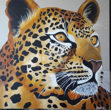 Painting titled "Panthere "BAGHEERA"" by Lydie Frances-Ingles (dylie), Original Artwork, Oil Mounted on Wood Stretcher frame