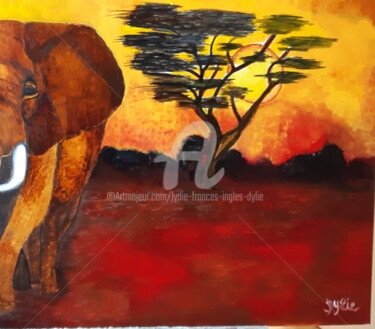 Painting titled "Terre d'Afrique" by Lydie Frances-Ingles (dylie), Original Artwork, Oil Mounted on Wood Stretcher frame