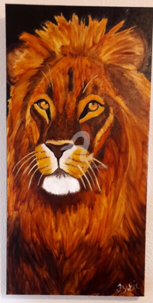 Painting titled "lion" by Lydie Frances-Ingles (dylie), Original Artwork, Oil