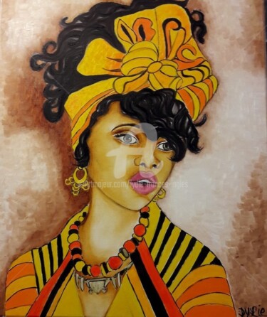 Peinture intitulée "Beauté africaine" par Lydie Frances-Ingles (dylie), Œuvre d'art originale, Huile