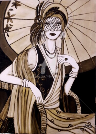Pittura intitolato "Dame sous l ombrelle" da Lydie Frances-Ingles (dylie), Opera d'arte originale, Olio
