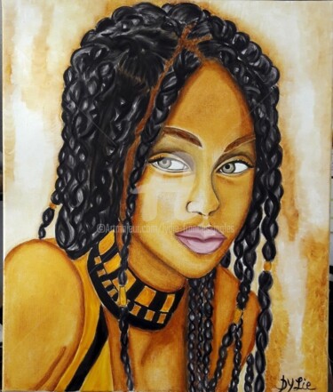 Painting titled "la malicieuse" by Lydie Frances-Ingles (dylie), Original Artwork, Oil Mounted on Wood Stretcher frame