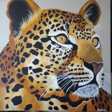 Painting titled "Panthere "BAGHEERA"" by Lydie Frances-Ingles (dylie), Original Artwork, Oil Mounted on Wood Stretcher frame