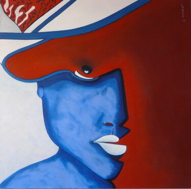 Painting titled "BLUE" by Lydie Lanoe, Original Artwork, Acrylic