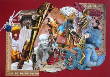 Collages intitolato "sentinelles" da Cactus, Opera d'arte originale, Carta