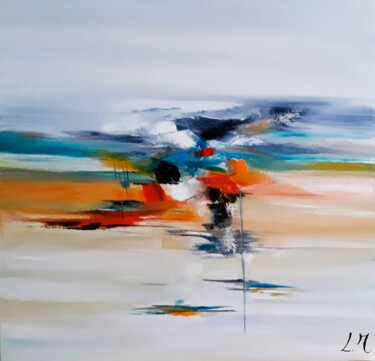 Painting titled "Voir l'océan en cou…" by Lydie Massou, Original Artwork, Oil Mounted on Wood Stretcher frame