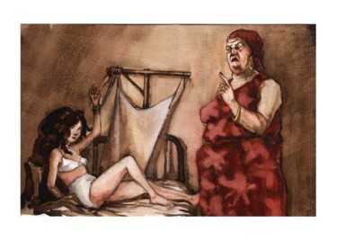 Dessin intitulée "la punition" par Lydie Lapalud, Œuvre d'art originale