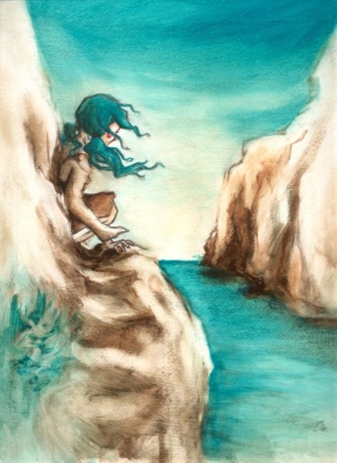 Painting titled "Fille bleue" by Lydie Lapalud, Original Artwork