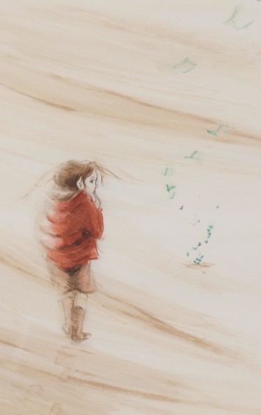 Peinture intitulée "petite-fille-rouge.…" par Lydie Lapalud, Œuvre d'art originale, Encre