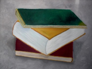 Painting titled "books" by Lyhne, Original Artwork, Oil