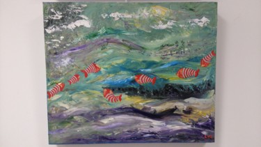 Painting titled "Poissons rouges" by Lyl, Original Artwork, Acrylic