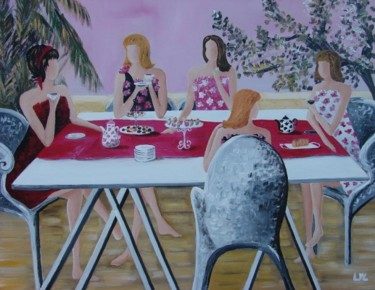 Peinture intitulée "les dames en rose" par Lyl, Œuvre d'art originale