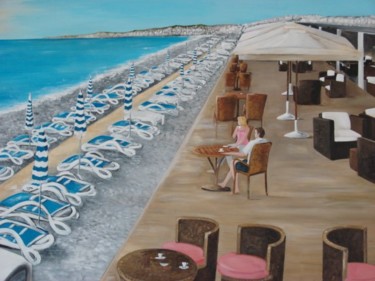 Peinture intitulée "opera plage Nice" par Lyl, Œuvre d'art originale