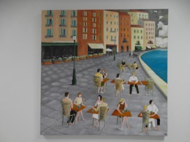 Painting titled "Un cafe sur le port…" by Lyl, Original Artwork