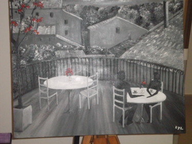 Malerei mit dem Titel "vue en noir et blanc" von Lyl, Original-Kunstwerk