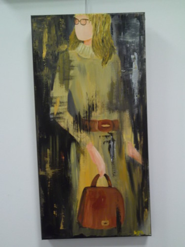 Peinture intitulée "Femme en beige" par Lyl, Œuvre d'art originale, Acrylique