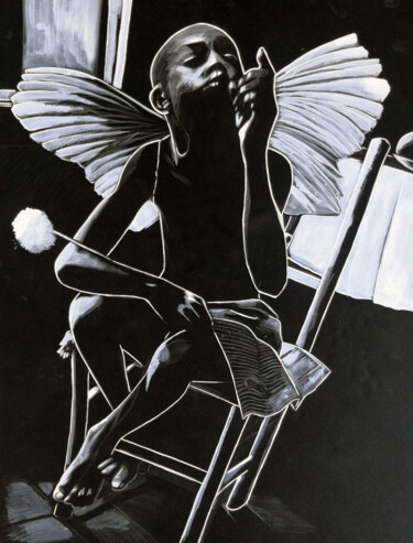 Peinture intitulée "Ange" par Lylo, Œuvre d'art originale, Acrylique Monté sur Autre panneau rigide