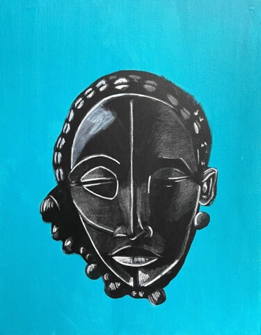 Картина под названием "Masque Africain N01" - Lylo, Подлинное произведение искусства, Акрил