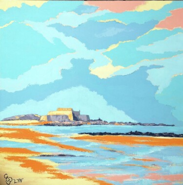 Painting titled "Le Fort St Malo" by 'Lyn', Original Artwork, Acrylic