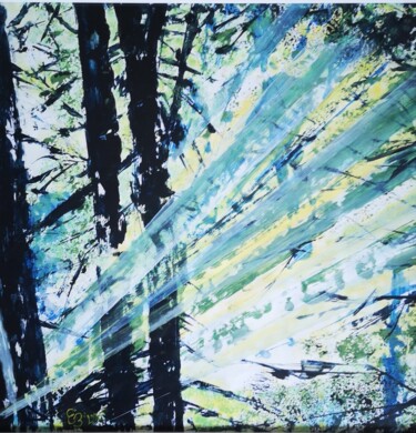 Painting titled "Sous bois" by 'Lyn', Original Artwork, Acrylic Mounted on Glass