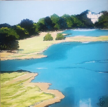 Peinture intitulée "Paysage de Loire. V…" par 'Lyn', Œuvre d'art originale, Huile
