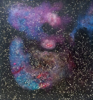 Painting titled "Purple Nebula" by Lynda Stevens, Original Artwork, Acrylic