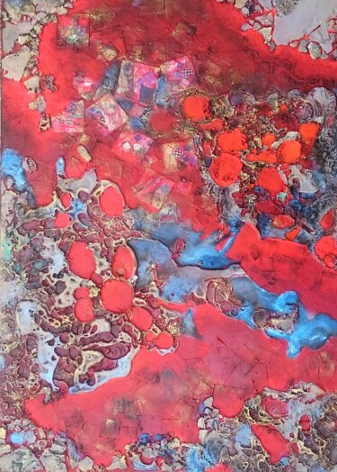 Malarstwo zatytułowany „Lava Pools” autorstwa Lynda Stevens, Oryginalna praca, Wosk