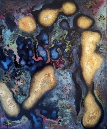 Painting titled "Expanding gold mass…" by Lynda Stevens, Original Artwork, Acrylic