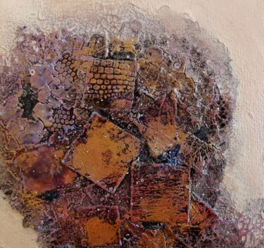 Collages intitulée "Squares on Mahogany…" par Lynda Stevens, Œuvre d'art originale, Collages