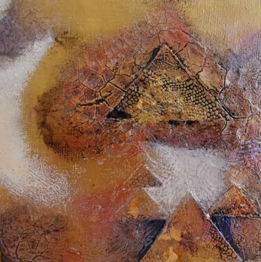 Collages intitulée "Copper Triangles on…" par Lynda Stevens, Œuvre d'art originale, Collages