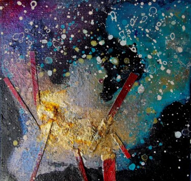 Коллажи под названием "Red rods within neb…" - Lynda Stevens, Подлинное произведение искусства, Коллажи