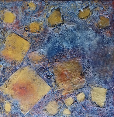 Collagen mit dem Titel "Copper Square on La…" von Lynda Stevens, Original-Kunstwerk, Collagen