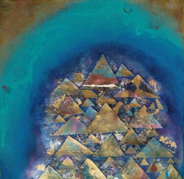 Collages getiteld "Dreaming Pyramids 2" door Lynda Stevens, Origineel Kunstwerk, Collages