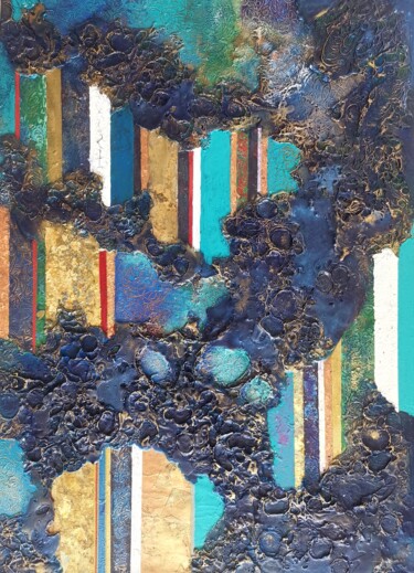 "Columns and Debris" başlıklı Kolaj Lynda Stevens tarafından, Orijinal sanat, Kolaj